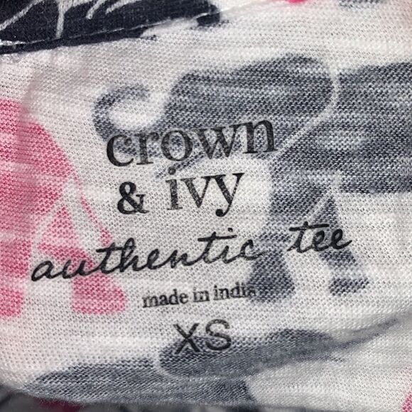 CROWN & IVY pink & navy elephant t-shirt XS - Picture 7 of 7
